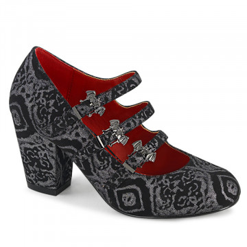 Demonia VIVIKA-38 Blk-Silver Faux Nubuck Leather