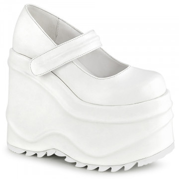 Demonia WAVE-32 Wht Vegan Leather