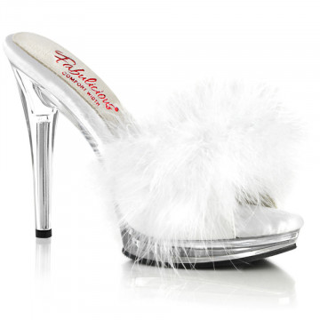 Fabulicious GLORY-501F-8 Wht Faux Leather-Fur/Clr