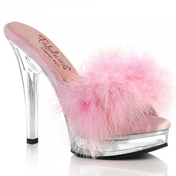 Fabulicious MAJESTY-501F-8 B. Pink Faux Leather-Fur/Clr