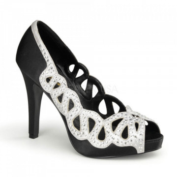 Pin Up Couture AVA-12 Blk-Silver Satin