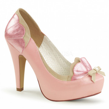 Pin Up Couture BETTIE-20 B. Pink-Tan Faux Leather