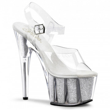 Pleaser ADORE-708G Clr/Slv Gltr