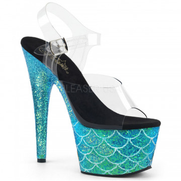Pleaser ADORE-708MSLG Clr/Aqua Multi Glitter