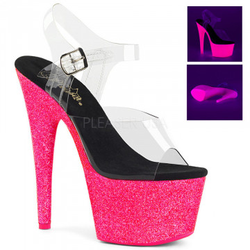 Pleaser ADORE-708UVG Clr/Neon H. Pink Glitter
