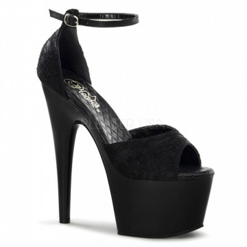 Pleaser ADORE-768 Blk Satin-Blk Lace/Blk