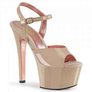 Pleaser ASPIRE-609TT Nude Pat/Nude-Rose Gold Chrome