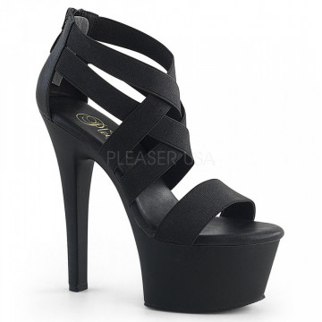 Pleaser ASPIRE-669 Blk Elastic Band-Faux Leather/B