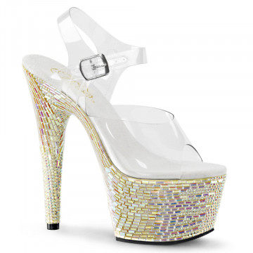 Pleaser BEJEWELED-708MR Clr/Pearl Hologram RS-Tiles