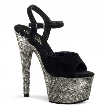 Pleaser BEJEWELED-709DM Blk Suede/Pewter RS