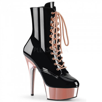Pleaser DELIGHT-1020 Blk Pat/Rose Gold Chrome