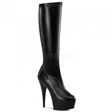 Pleaser DELIGHT-2000 Blk Str Faux Leather/Blk Matt