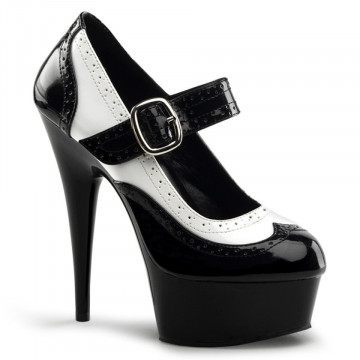 Pleaser DELIGHT-688 Blk-Wht Pat/Blk