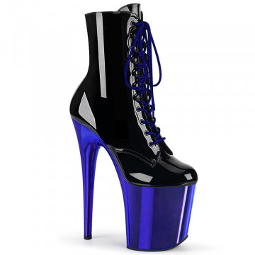 Pleaser FLAMINGO-1020 Blk Pat/Royal Blue Chrome
