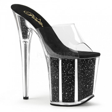 Pleaser FLAMINGO-801G Clr/Blk Glitter