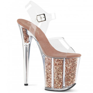 Pleaser FLAMINGO-808G Clr/Rose Gold Glitter
