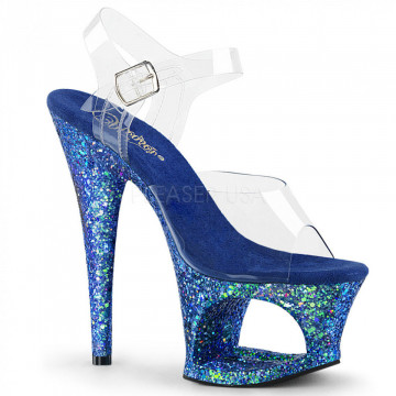 Pleaser MOON-708LG Clr/Blue Multi Glitter