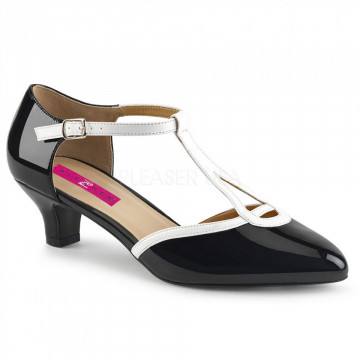 Pleaser Pink Label FAB-428 Blk-Wht Pat/Wht