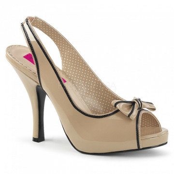 Pleaser Pink Label PINUP-10 Cream-Blk Pat