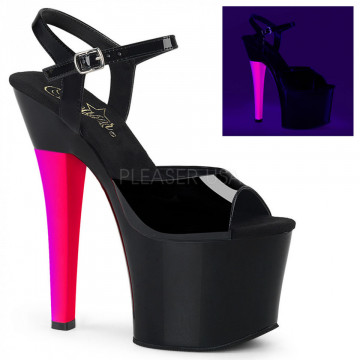 Pleaser RADIANT-709UVH Blk Pat/Blk-Neon H. Pink