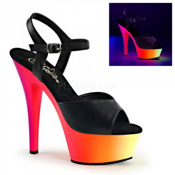 Pleaser RAINBOW-209UV Blk Faux Leather/Neon Multi