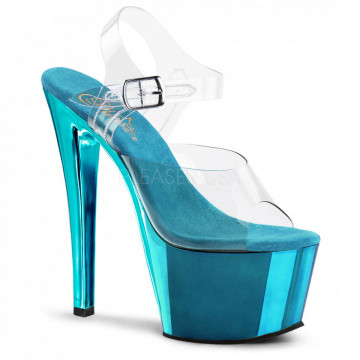 Pleaser SKY-308 Clr/Turquoise Chrome