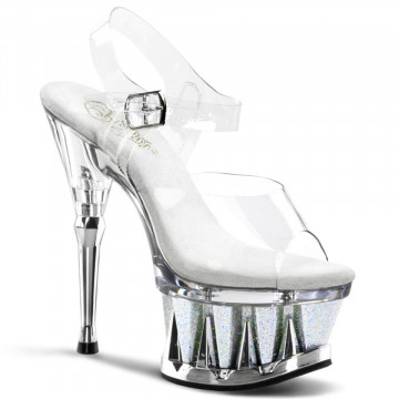 Pleaser SPIKY-608MG Clr/Slv-Clr