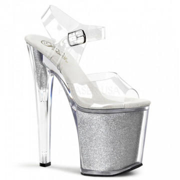 Pleaser XTREME-808G Clr/Slv Gltr
