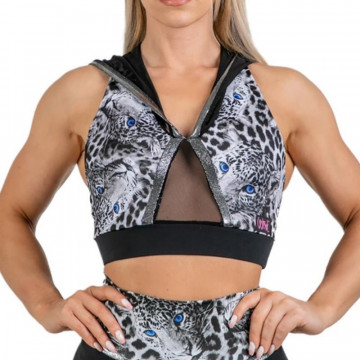 WINK POLE Dance CORETTA TOP con cappuccio W0215 Pantera