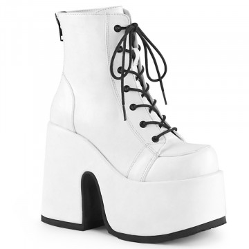 Demonia CAMEL-203 Wht Vegan Leather