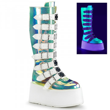Demonia DAMNED-318 UV Green Shifting Glitter Vegan Leather