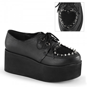 Demonia GRIP-02 Blk Vegan Leather-Pony Faux Fur