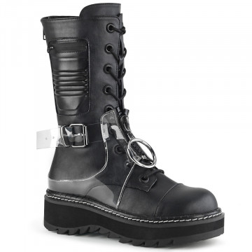 Demonia LILITH-271 Blk Vegan Leather-Clear PVC