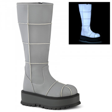 Demonia SLACKER-230 Grey Reflective Vegan Leather