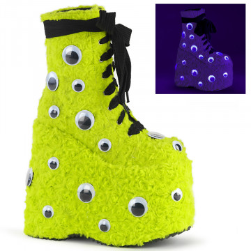 Demonia SLAY-206 Lime Green Faux Fur