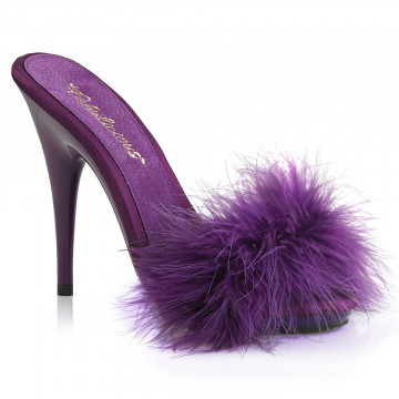 Fabulicious POISE-501F Purple Satin-Marabou Fur/Pu