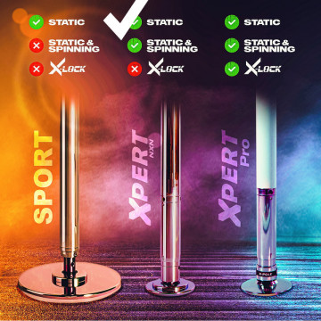 Palo Pole dance Cromo e Color X-Pole X-PERT NXN static e spinning