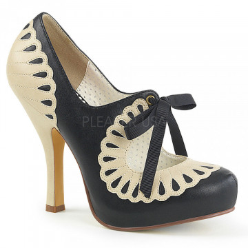 Pin Up Couture CUTIEPIE-05 Blk-Cream Faux Leather