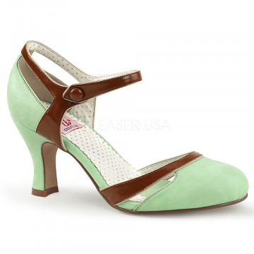 Pin Up Couture FLAPPER-27 Mint-Brown Faux Leather