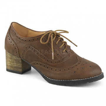 Pin Up Couture RUSSELL-34 Brown Faux Leather