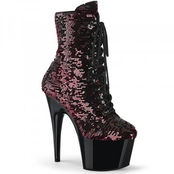 Pleaser ADORE-1020SQ Blk-Red Flip Sequins/Blk