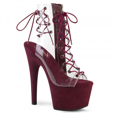 Pleaser ADORE-700-30FS Clr/Burgundy Faux Suede