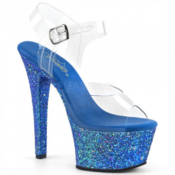 Pleaser ASPIRE-608LG Clr/Blue Multi Glitter