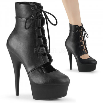 Pleaser DELIGHT-600-21 Blk Faux Leather/Blk Matte