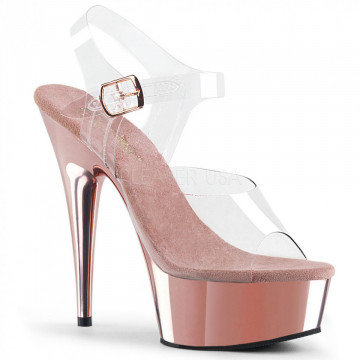 Pleaser DELIGHT-608 Clr/Rose Gold Chrome