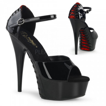 Pleaser DELIGHT-660FHG Blk-Red Glitter/Blk
