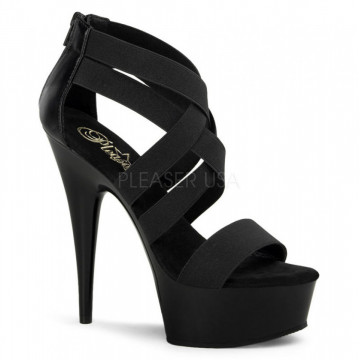 Pleaser DELIGHT-669 Blk Elastic Band-Faux Leather/