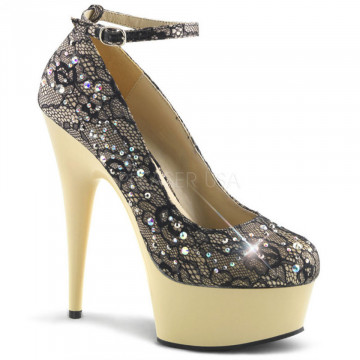 Pleaser DELIGHT-686LC Champagne Satin-Lace/Cream