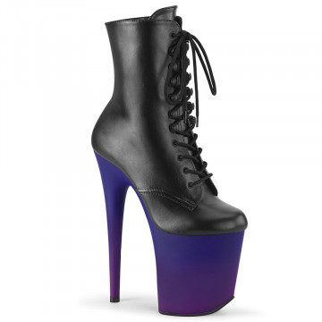 Pleaser FLAMINGO-1020BP Blk Faux Leather/Blue-Purp