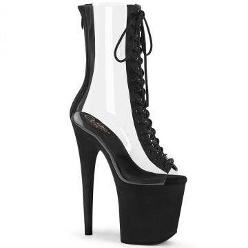Pleaser FLAMINGO-800-34FS Clr-Blk Faux Suede/Blk F